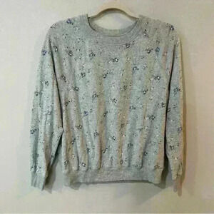Aerie Floral Grey Pullover Crewneck Sweater Flower Ditsy Cozy Women’s Size Small